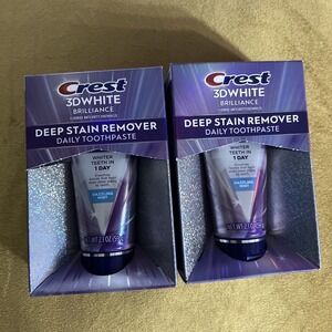 Crest 3D White Brilliance Deep Stain Remover Toothpaste Dazzling Mint 2.1oz 2pk